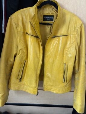 Women’s Yellow Leather Zip-Front Jacket